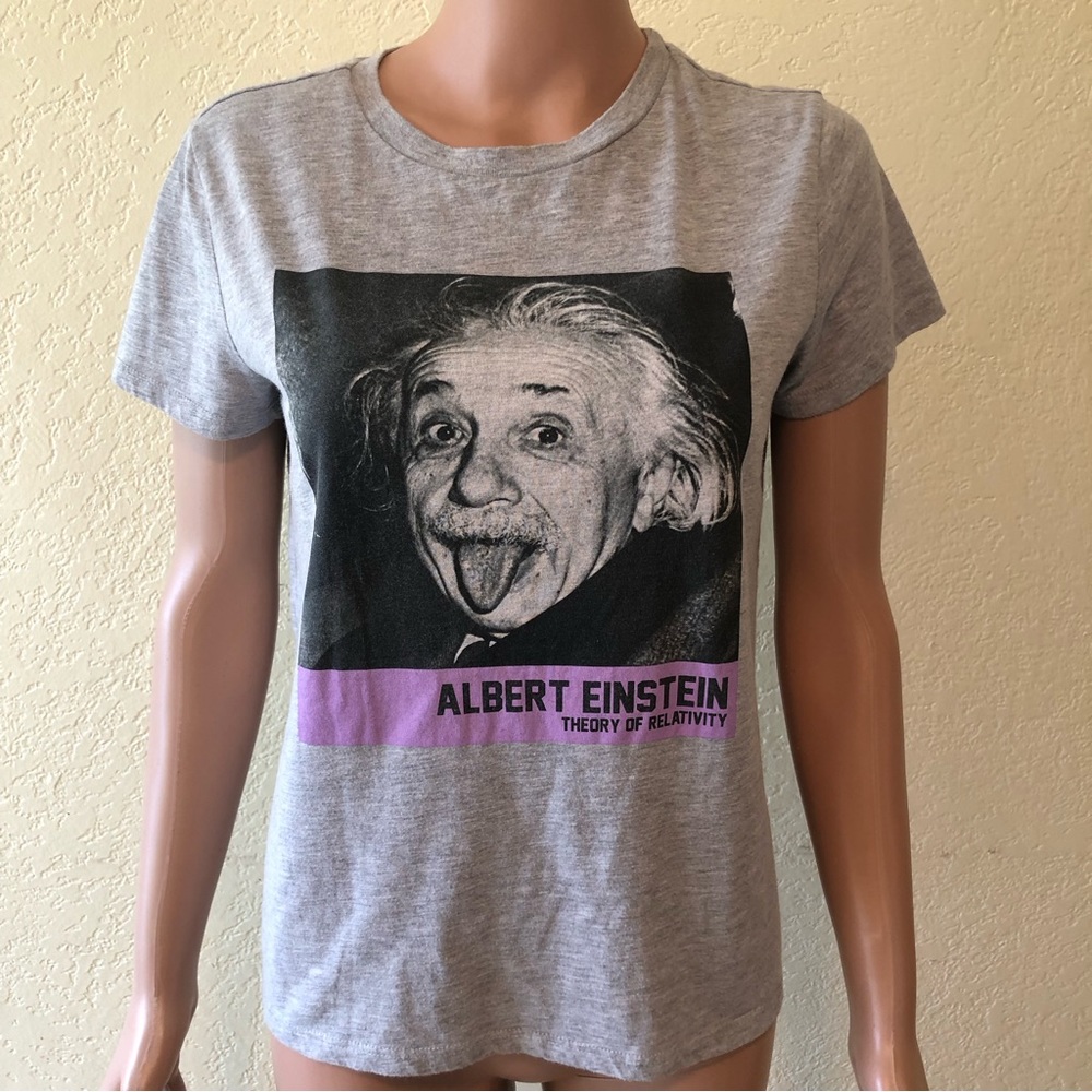 Albert Einstein Graphic Print Vintage Women’s Size M Gray T-Shirt Short Sleeves